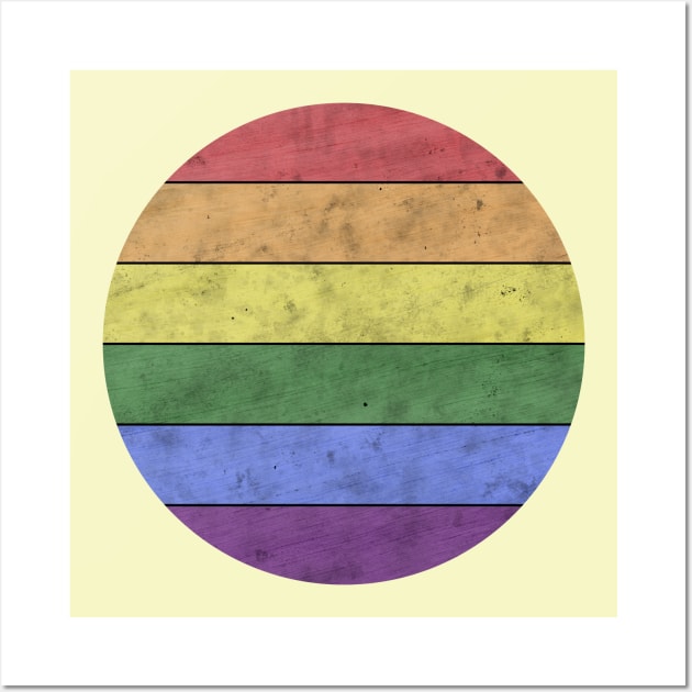 Vintage LGBT flag pride distressed black Rainbow wood Wall Art by PLdesign